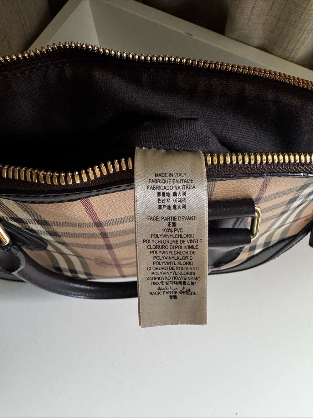 Vintage Burberry Haymarket Check Small Orchard Bowling Bag Chocolate - Picture 6 of 7